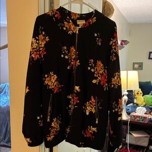 Ava & Viv Black Floral Bomber Jacket